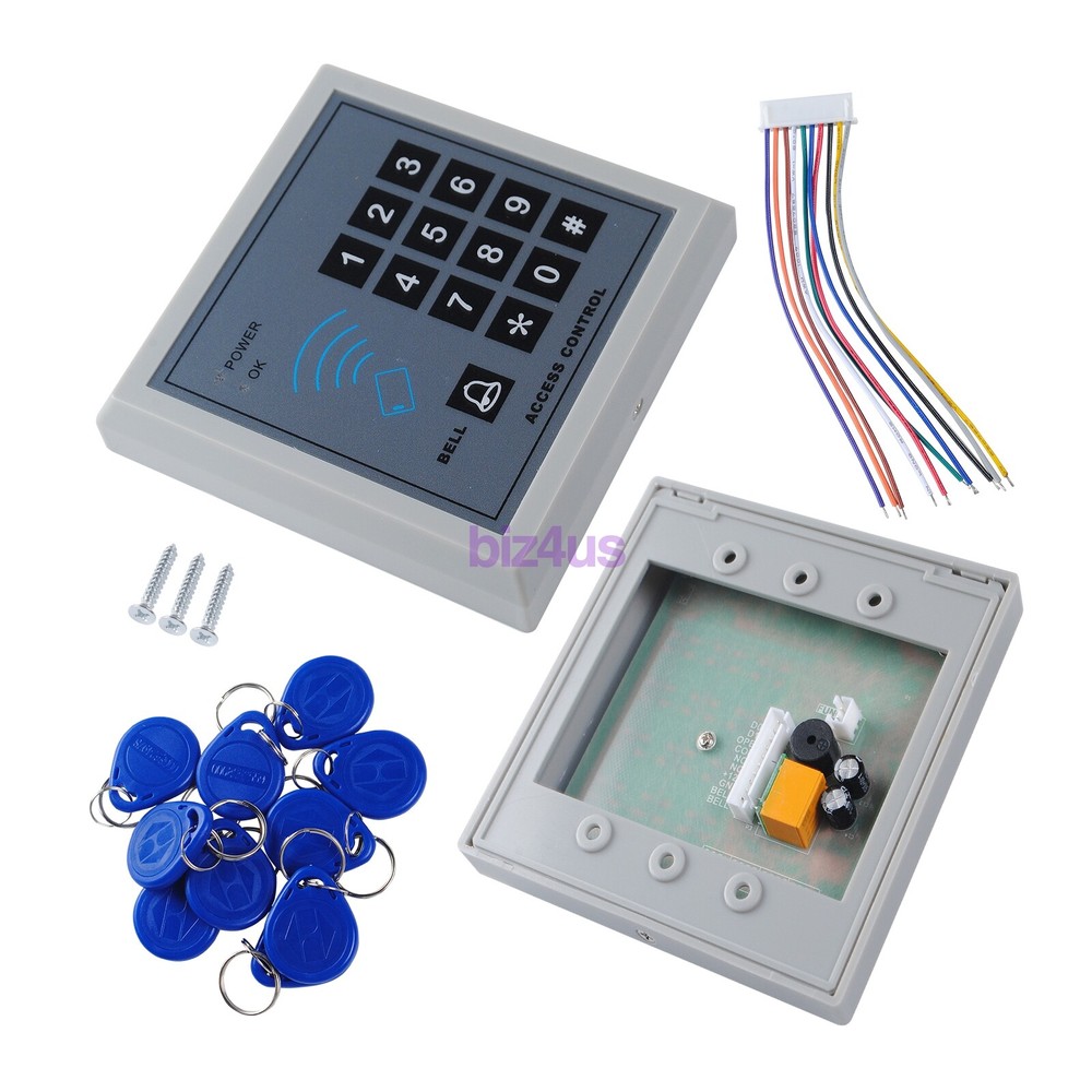 RFID Reader & Password Standalone Door Access Control Keypad+ 10 ID Card keyfobs