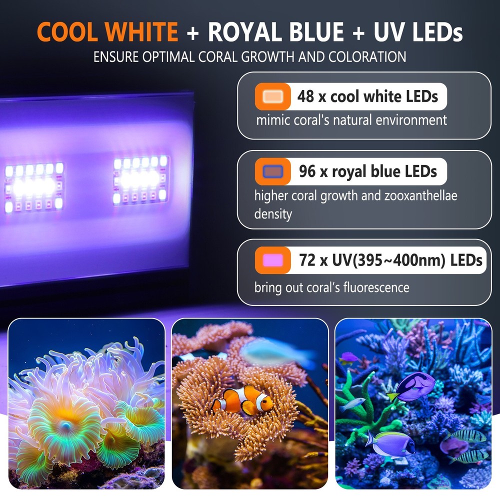 hygger Clip on Full Spectrum Aquarium Marine Light Adjustable Timer Brightness