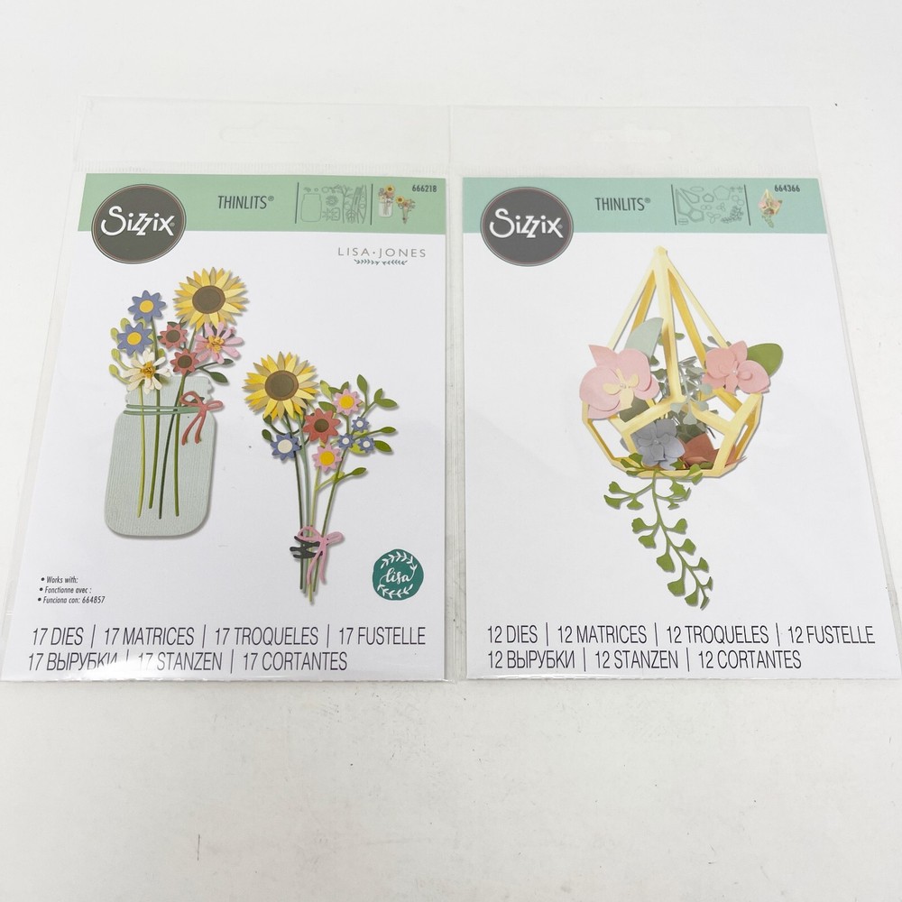 Sizzix Thinlits Summer Bouquet & Teardrop Terrarium Floral Cutting Dies NEW