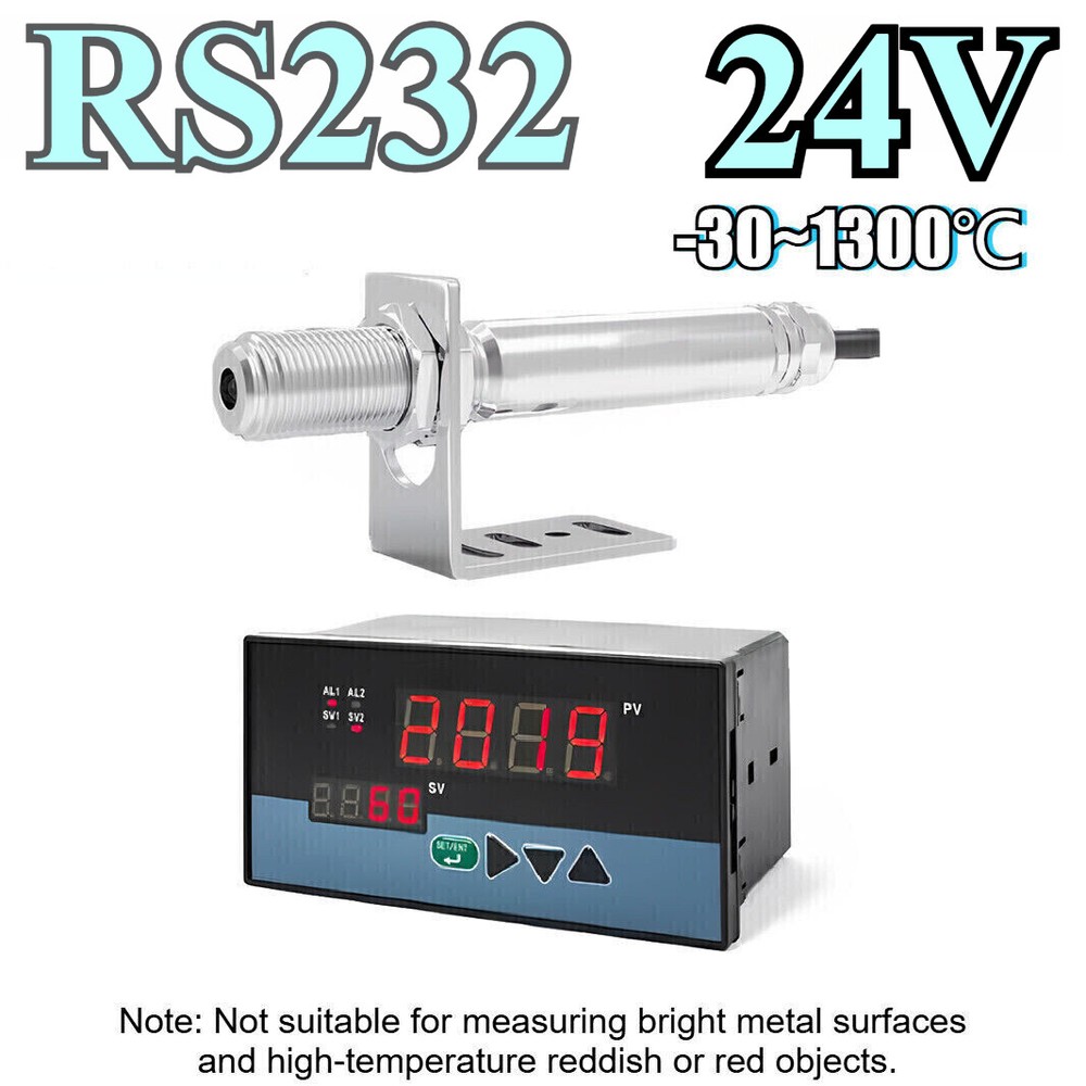 24V Infrared Thermometer Sensor Non-contact Temperature Tool W/ Controller RS232