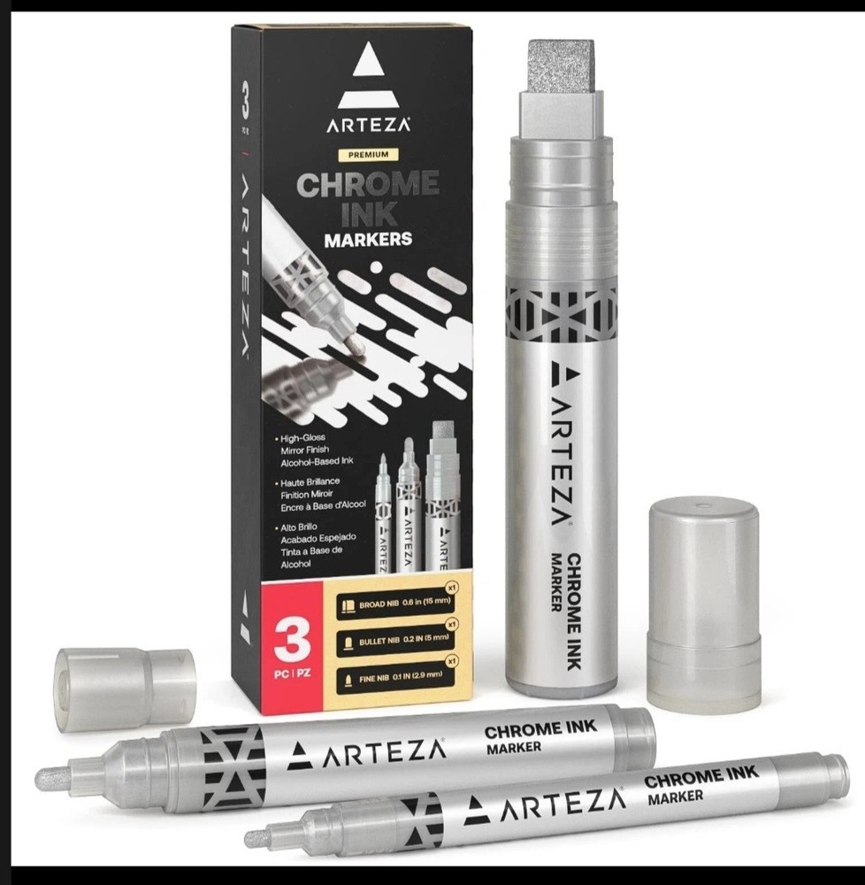 ARTEZA Mirror Chrome Marker Set, 3 Pack