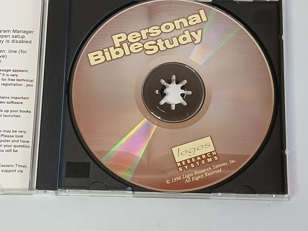 LOGOS RESEARCH SYSTEMS Personal Bible Study CD-ROM Software 1996 Preowned