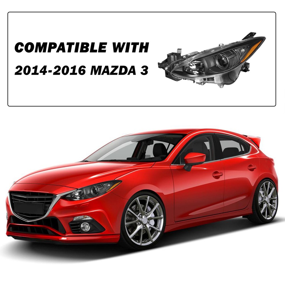 Fit For 2014-16 Mazda 3 Driver & Passenger Side Pair Headlight Assembly