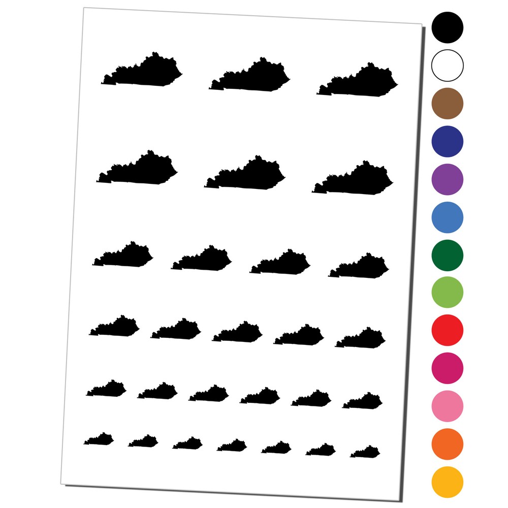 Kentucky State Silhouette Temporary Tattoo Water Resistant Set