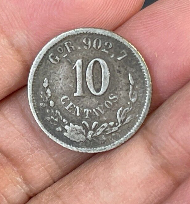 1891 Go R 10 Centavos Silver Coin