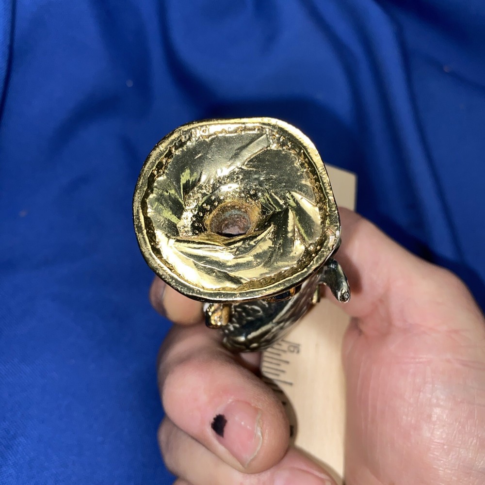 Enameled Metal Hinged parrot Trinket Box