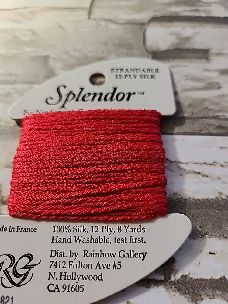 Rainbow Gallery Splendor Medium Red 821 100% Silk Floss 8 yds Needlework