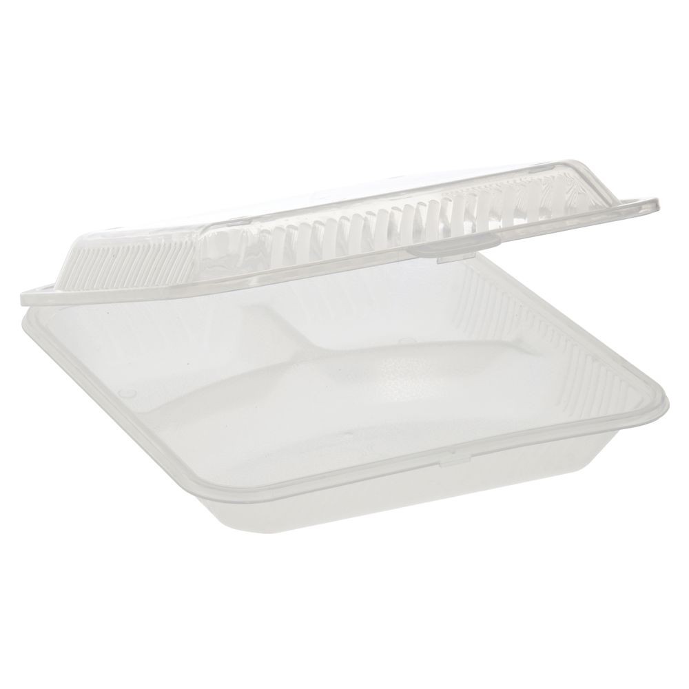 G.E.T. 2 Compartment Jade Polypropylene Eco-Take Out Container - 10"L x 8"W x