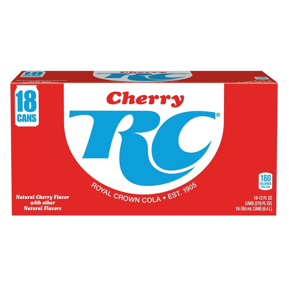 Cherry RC Cola 12oz Cans 18 Pack - Refreshing Cherry Soda Pop Soft Drink
