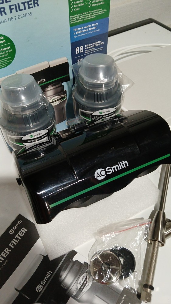 AO Smith 2 Stage Carbon Block Under Sink Water Filtration System Model AO-US-200