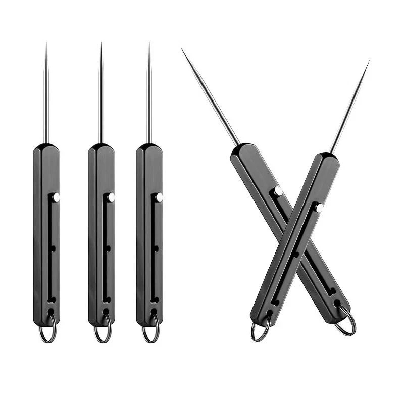 1 pcs Titanium Edc Retractable Toothpick with Spring Push Design **