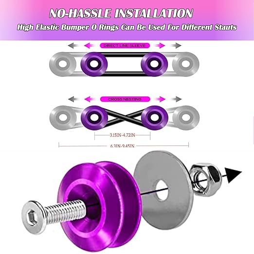 Bumper Quick Release Kit, 14pcs Quick Release Front Rear Bumper Color: Purple