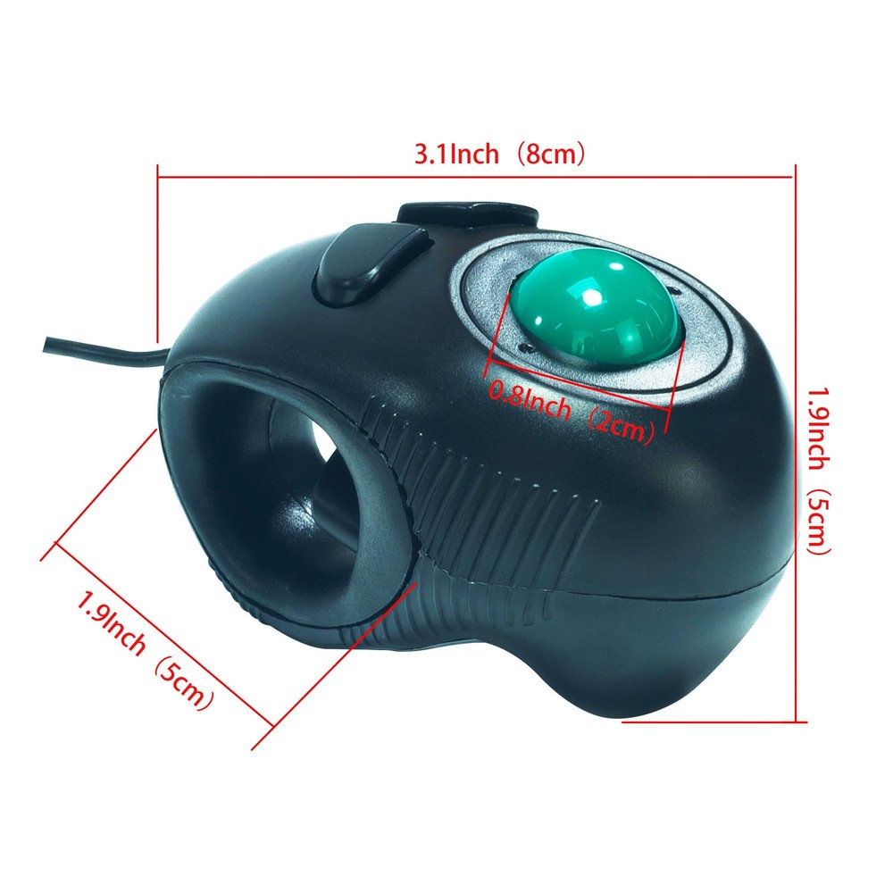 Finger Handheld Trackball Mouse Mini 4D USB Wired Pointer Thumb Ball Mac