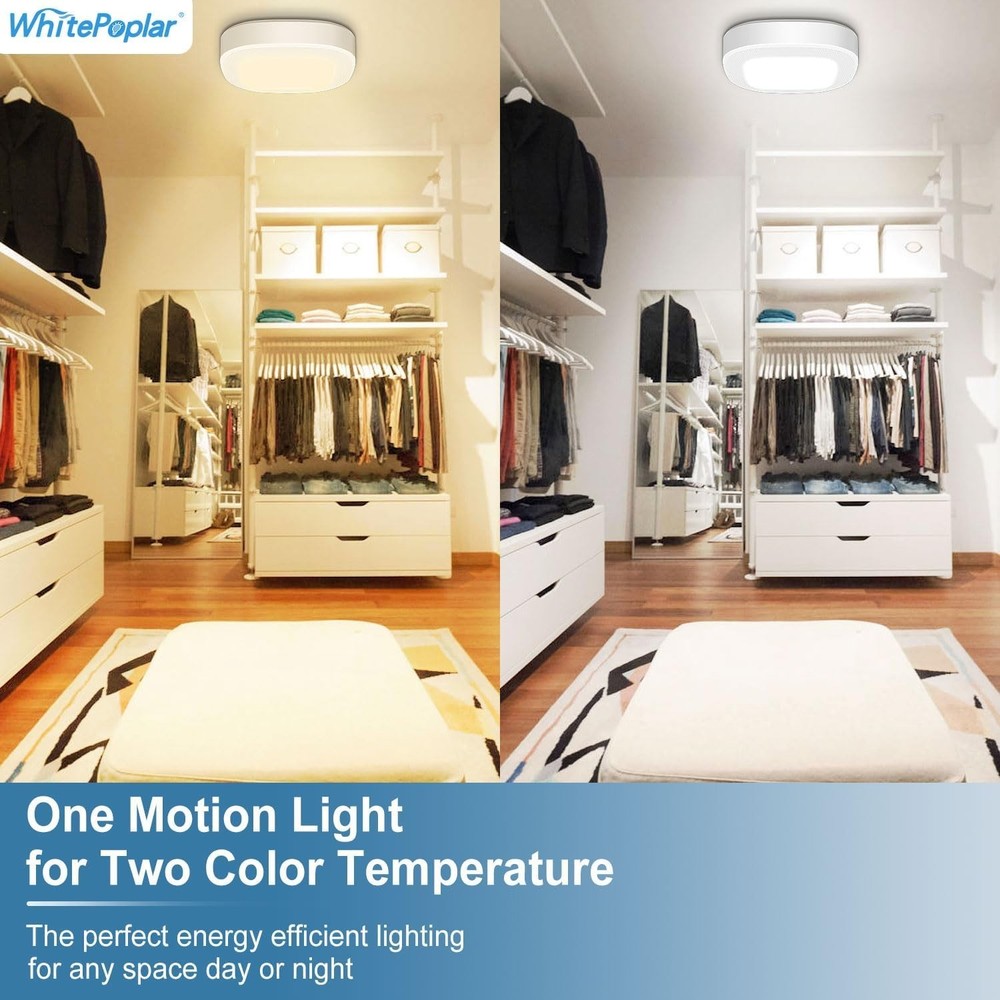 Dimmable Battery Powered Motion Sensor Ceiling Light with Remote Control