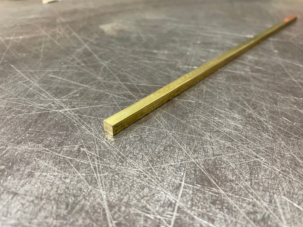 1/4" C360 Brass Square Bar 6" Piece Solid Flat Mill Stock