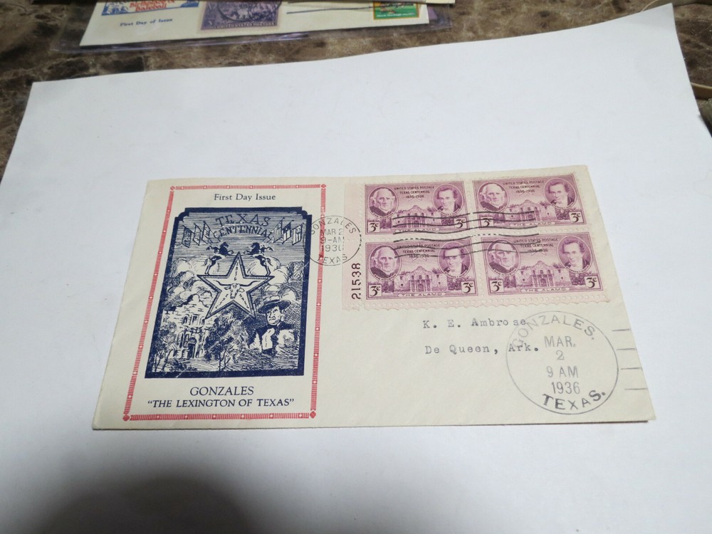 SCOTT #776 1936 3C TEXAS CENTENNIAL FIRST DAY COVER
