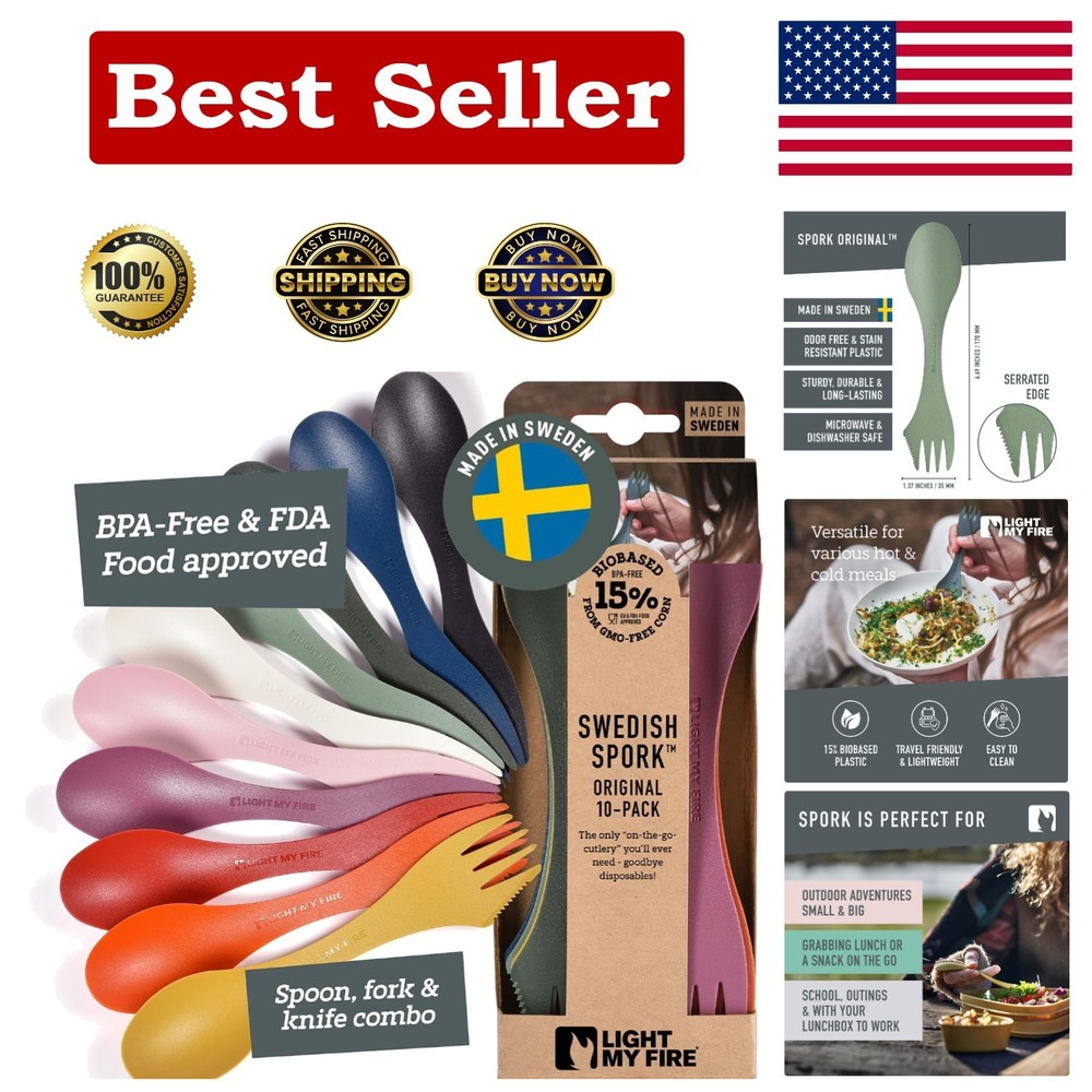 11-Count Multicolor Reusable Spork Set - Ideal for Camping Picnics & Lunch