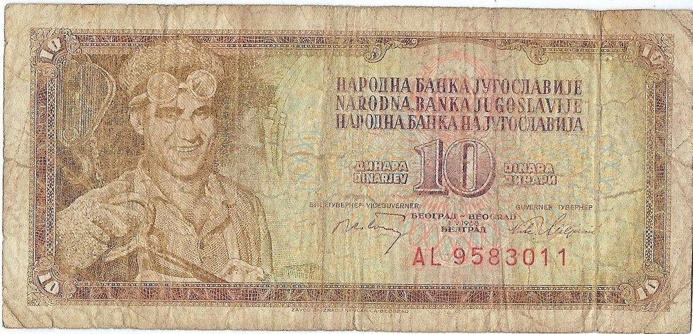 Banknote Yugoslavia 10 Dinara 1968 P82c