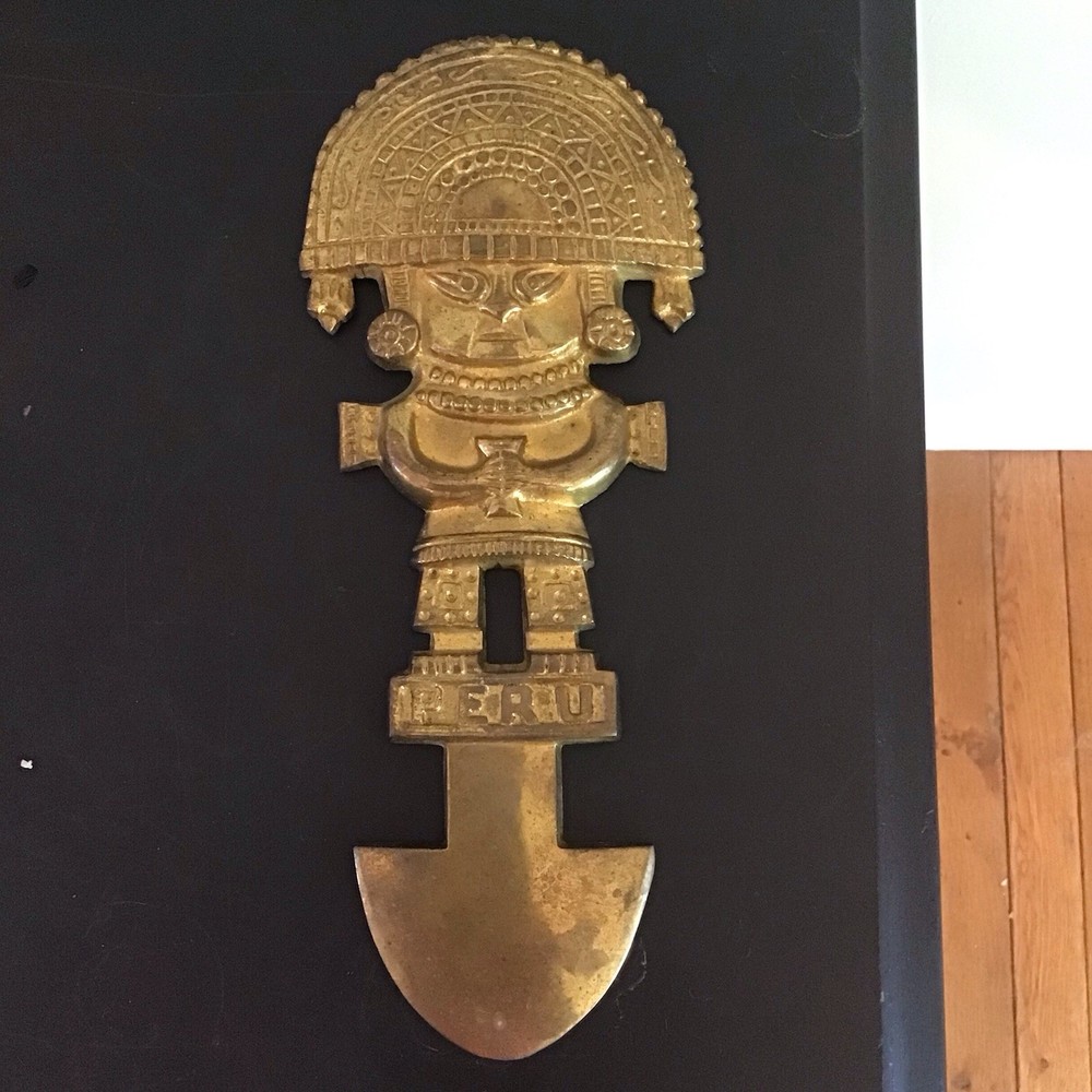 Solid Brass Vtg CUSCO PERU INCA Ceremonial TUMI Dagger  Knife Wall Decor 11”