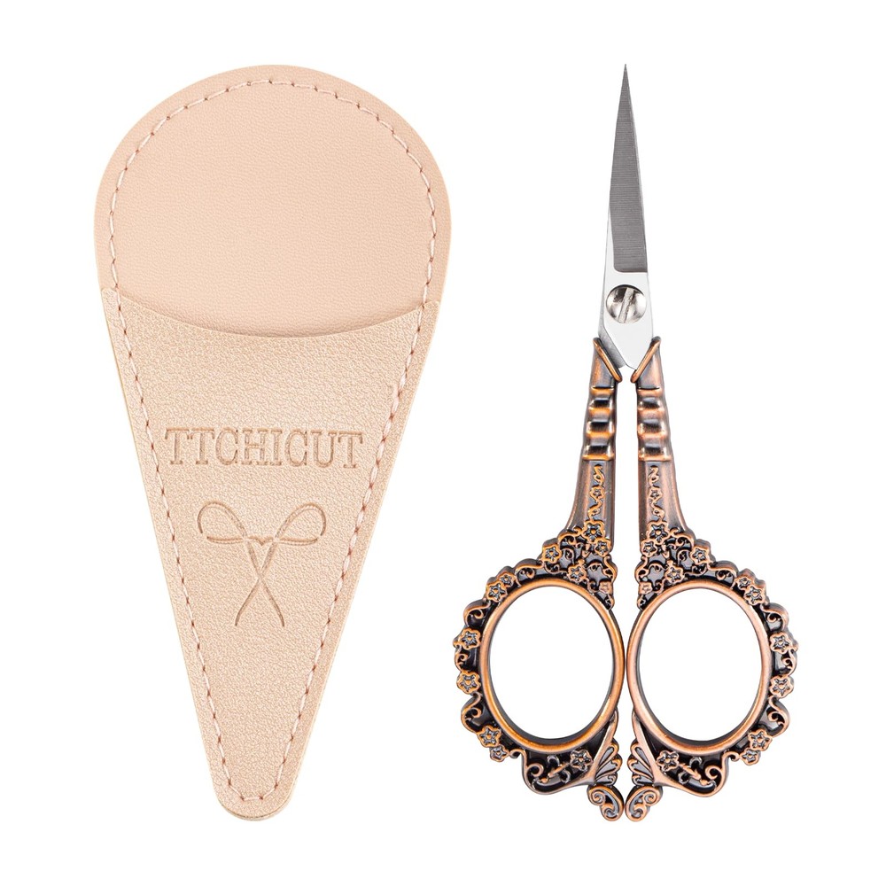 Copper All Purpose Scissors Sharp Sewing Embroidery With Sheath Office
