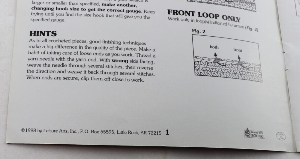 Leisure Arts Pick-A-Pattern 3063 Crochet Pattern Leaflet Paperback