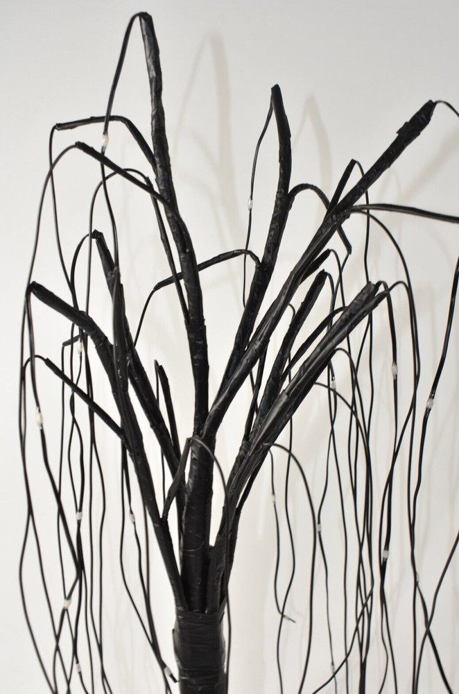 Lit Tree Weeping Willow Drooping 23" Halloween Black Battery Lighted Spooky