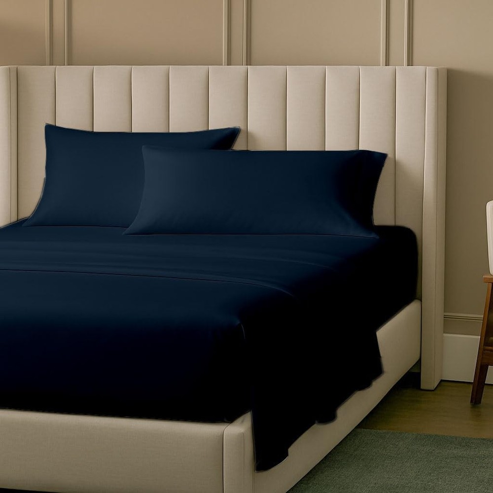 Luxury Microfiber Fitted Bed Sheet Set, 4 Piece, Deep Pocket for RV Bunks, Navy