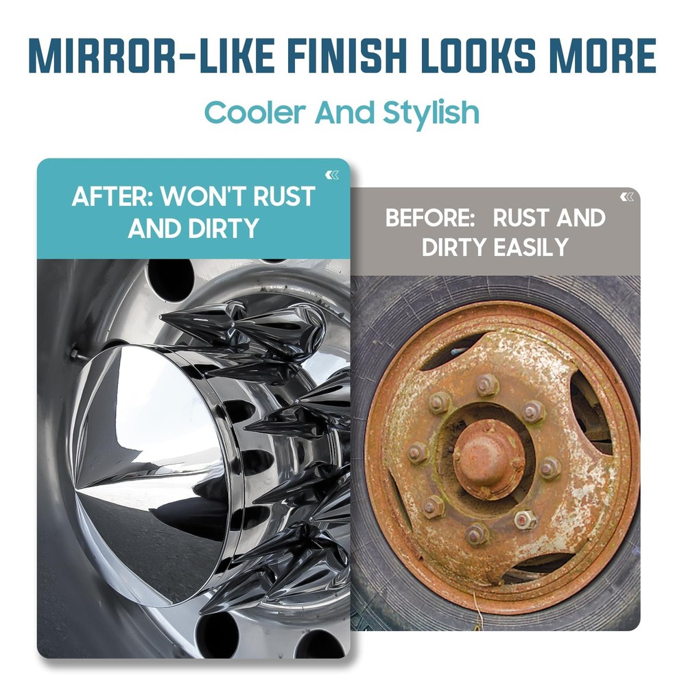 ABS Chrome Plastic Front Axle Cover Kit 2x (Spiked), Silver