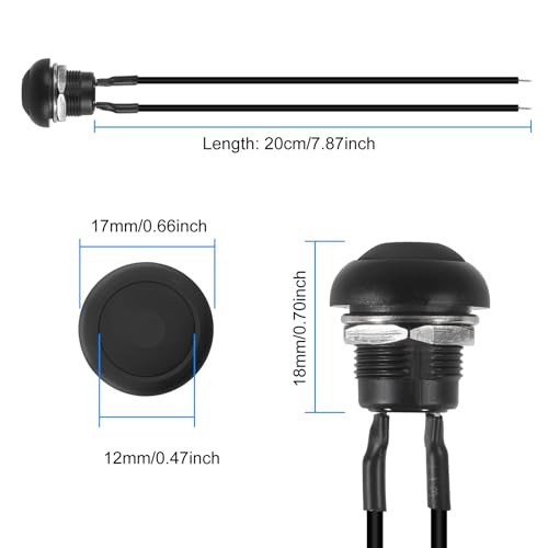 5Pcs 12mm Momentary Push Button Switch Mini Round Switch Waterproof ON Black