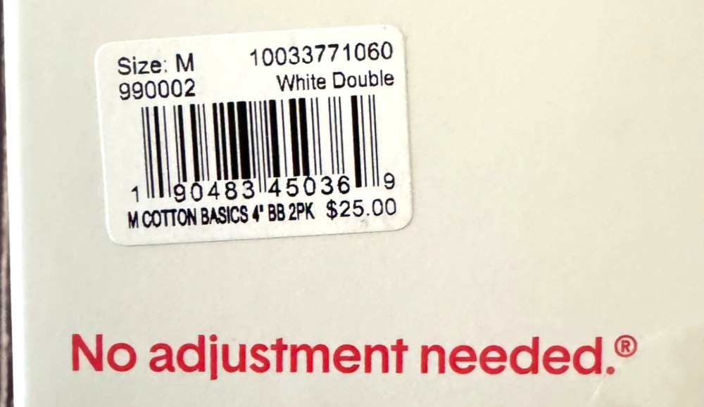 Tommy John Mens Cotton Basics 2 Pack Boxer Briefs Solid White 4” Inseam Medium