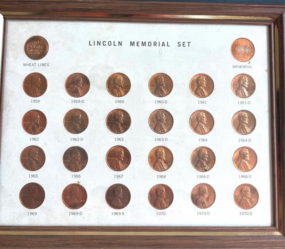 Lincoln Penny Memorial Cent 1959-1970! Framed Set!