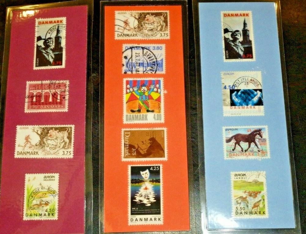 3 BOOKMARKS ~ DENMARK Laminated POSTAGE STAMPS LOT EU DANMARK Aarhus