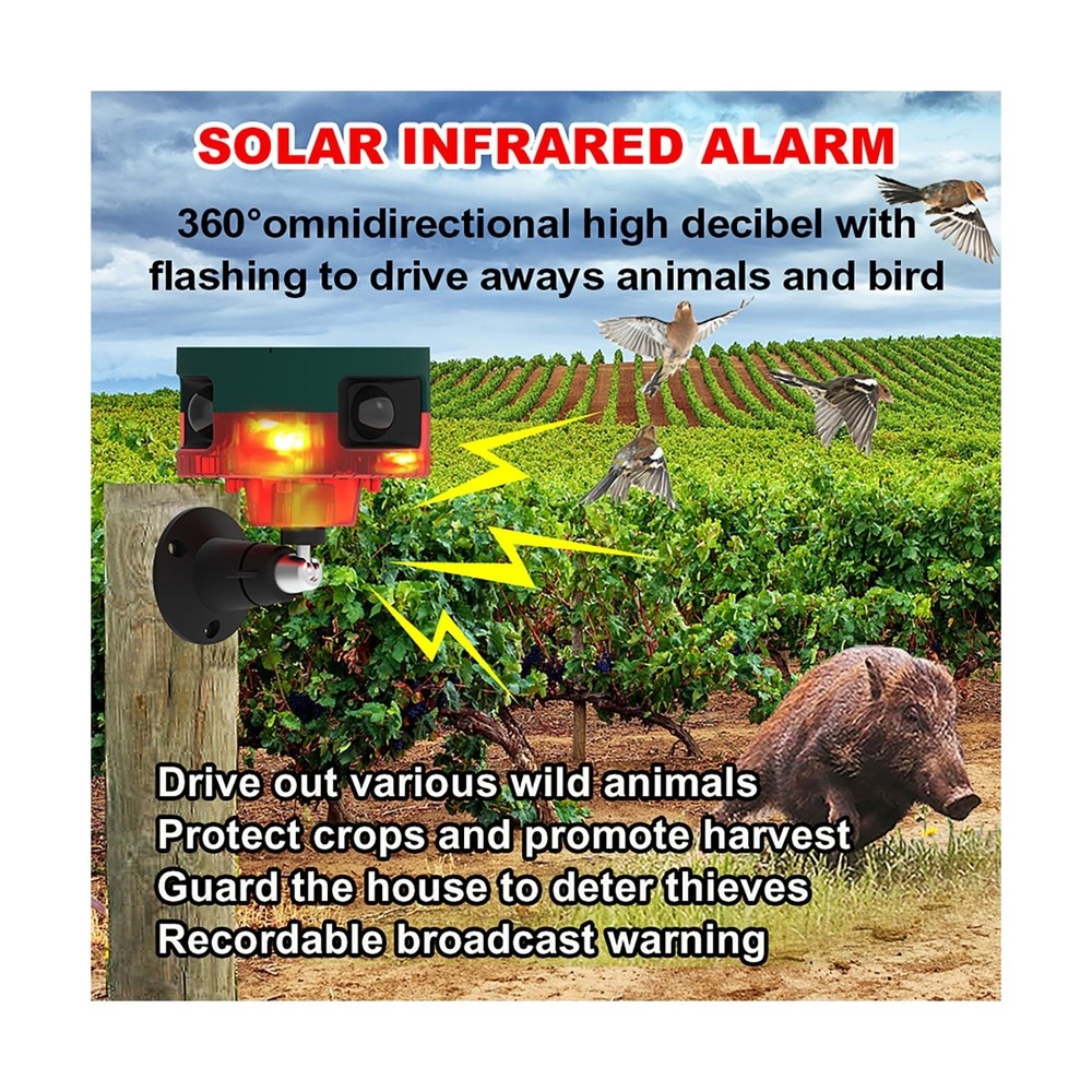 Solar Sensor Security Alarm Lights Outdoor, 360° Motion Detector LE... Fast