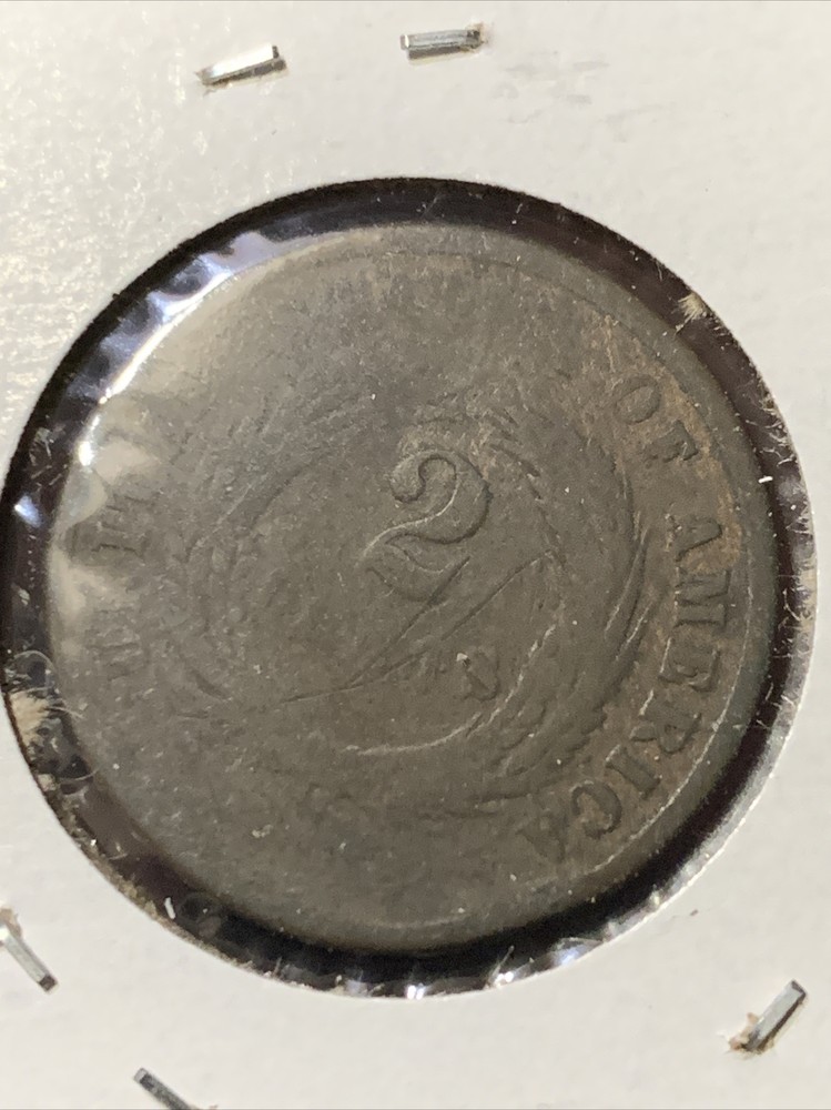 1864 TWO CENT PIECE 2C ~ CIVIL WAR ERA ~ ROTATED REVERSE