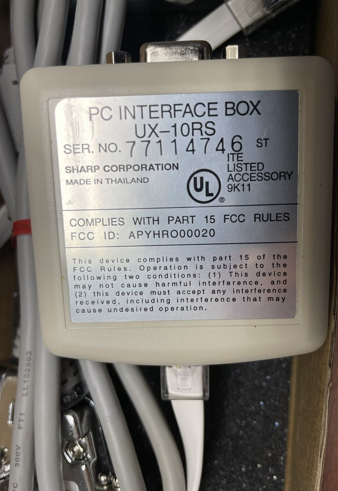 SHARP PC INTERFACE BOX MODEL# UX-10RS CONNECTS PC to FAX MACHINE - TESTED