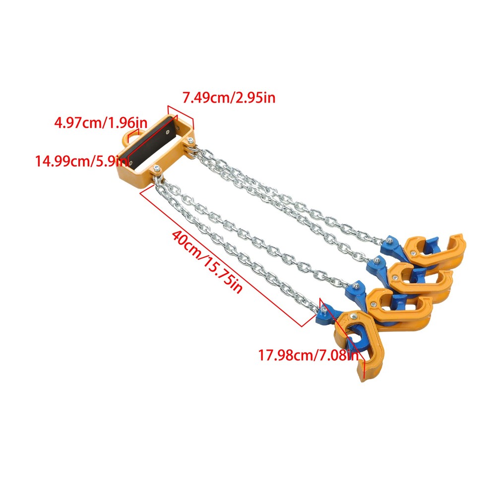 2 Ton/4400 lbs Loading Capacity Chain Drum Lifter 4 Hooks for 55 Gallon Drums