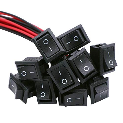 10Pcs Rocker Switch ON/Off 2Pin Latching Toggle SPST Switch Snap 10PCS Square