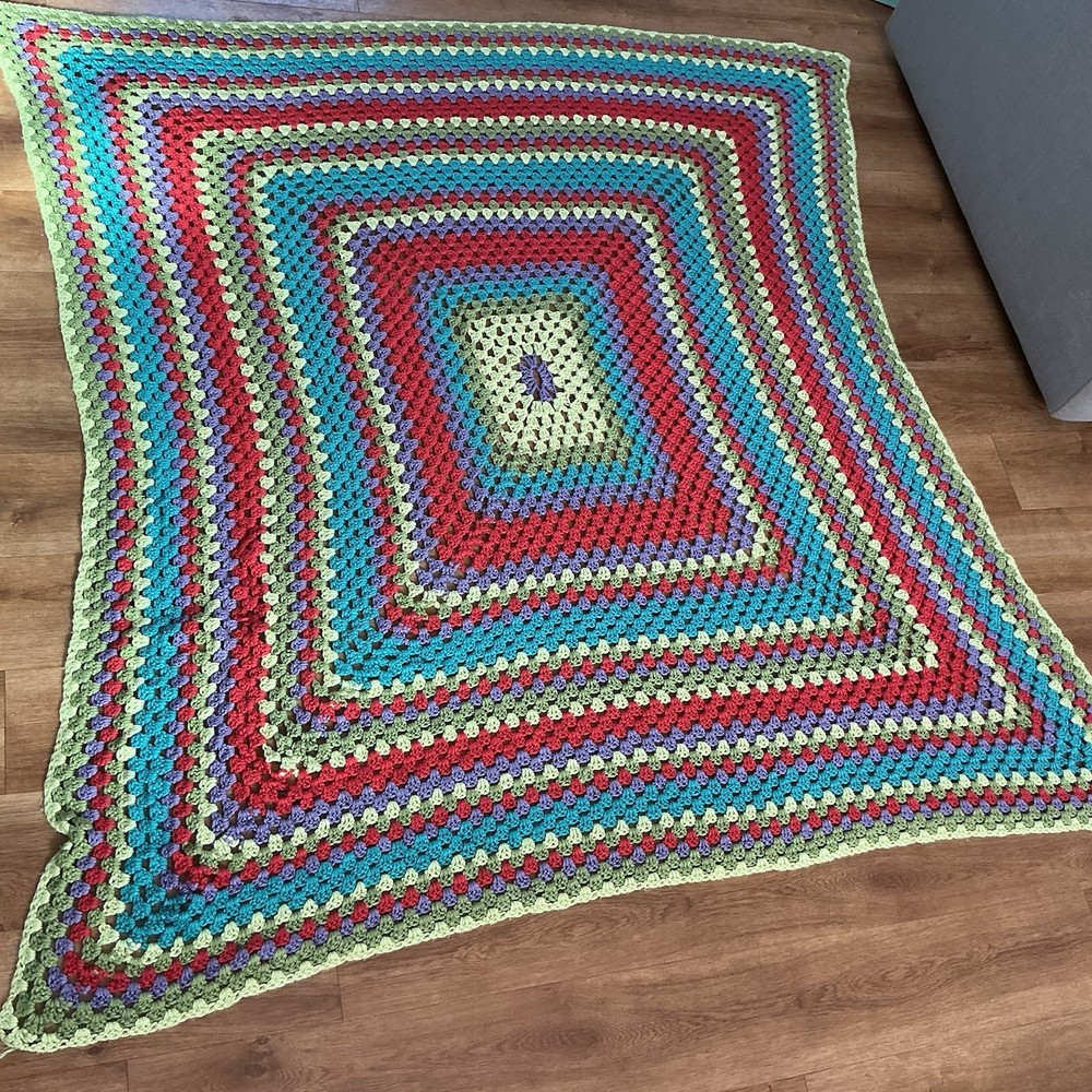 62 X 60”Vintage Handmade Pastel Afghan Blanket Throw