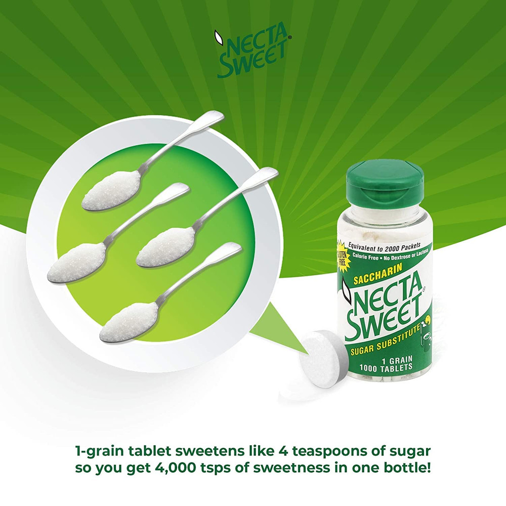 Saccharin Tablets, 1-Grain, 1000 Tablet Bottle