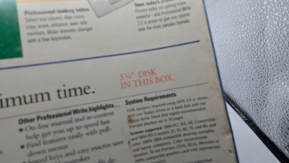 Professional Write Word Processing Software v 2.2 IBM DOS 5.25" Disks VINTAGE