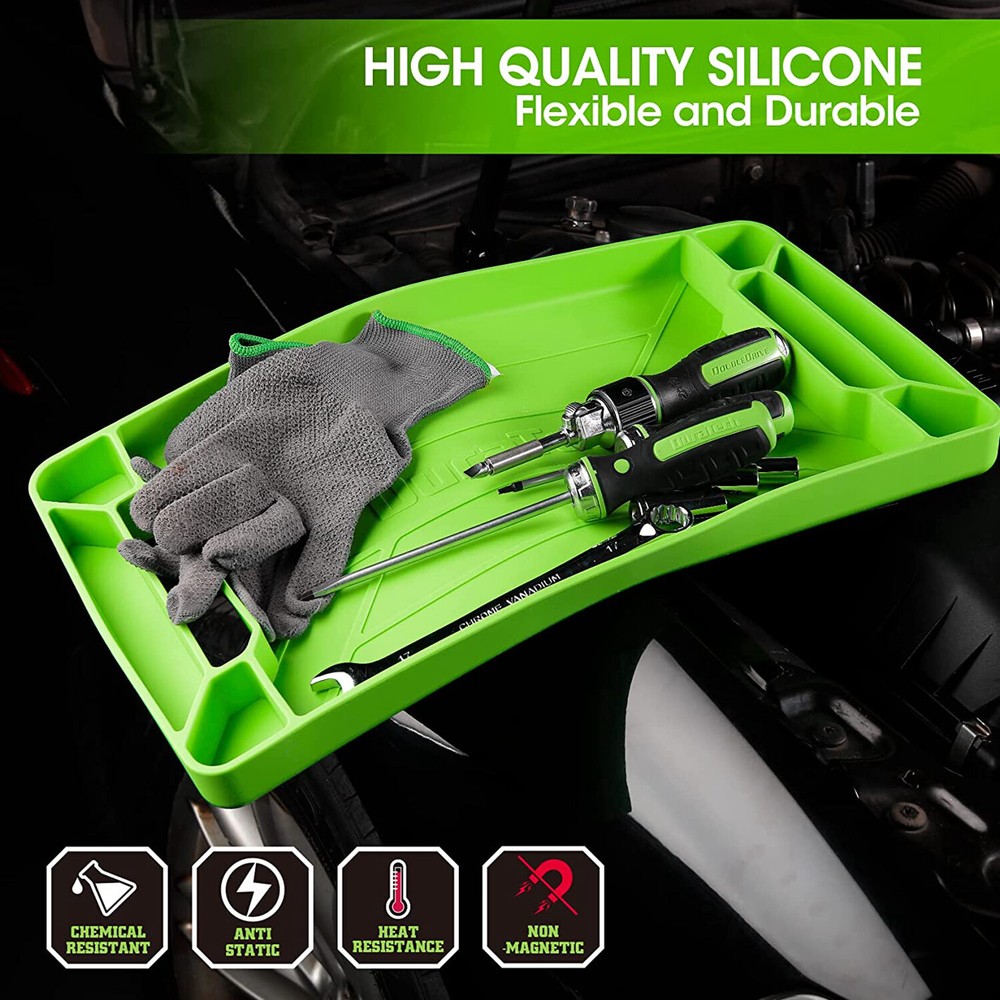 DURATECH 3PC Flexible Tool Tray Silicone Tool Holder for Automotive Tool Storage
