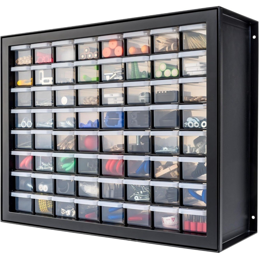 64-Drawer Stackable Storage Cabinet with Screw Tool for Hardware