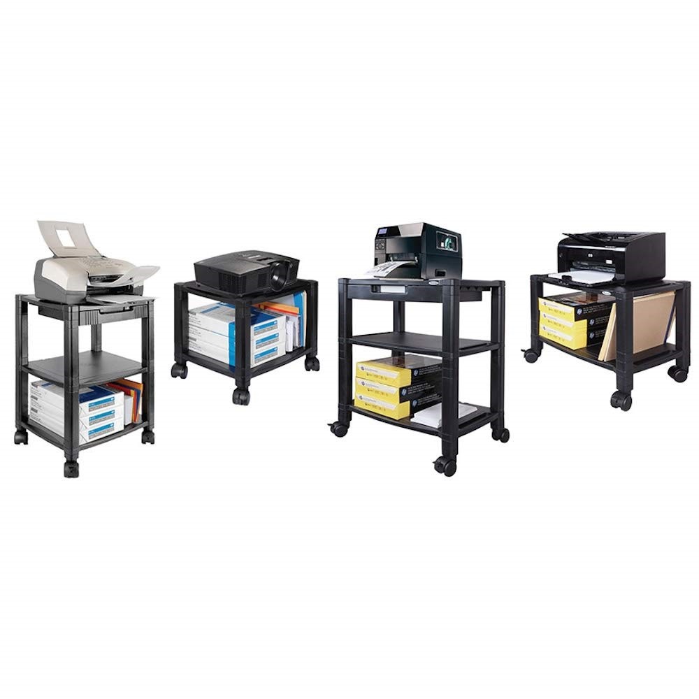 Kantek PS640 Mobile 3-Shelf Printer/Fax Stand - Black