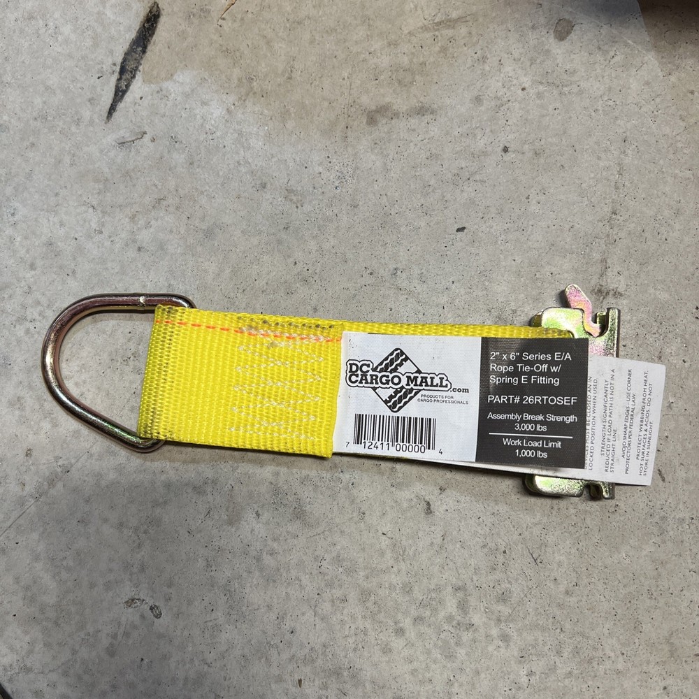 DC Cargo Rope Tie-Off Removable with Spring E Fitting 2 x 6" 26RTOSEF