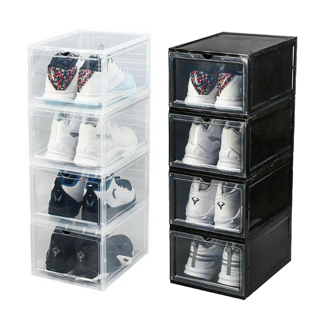 4/8x Foldable Shoe Box Storage Magnetic Stackable Plastic Sneaker Case Organizer