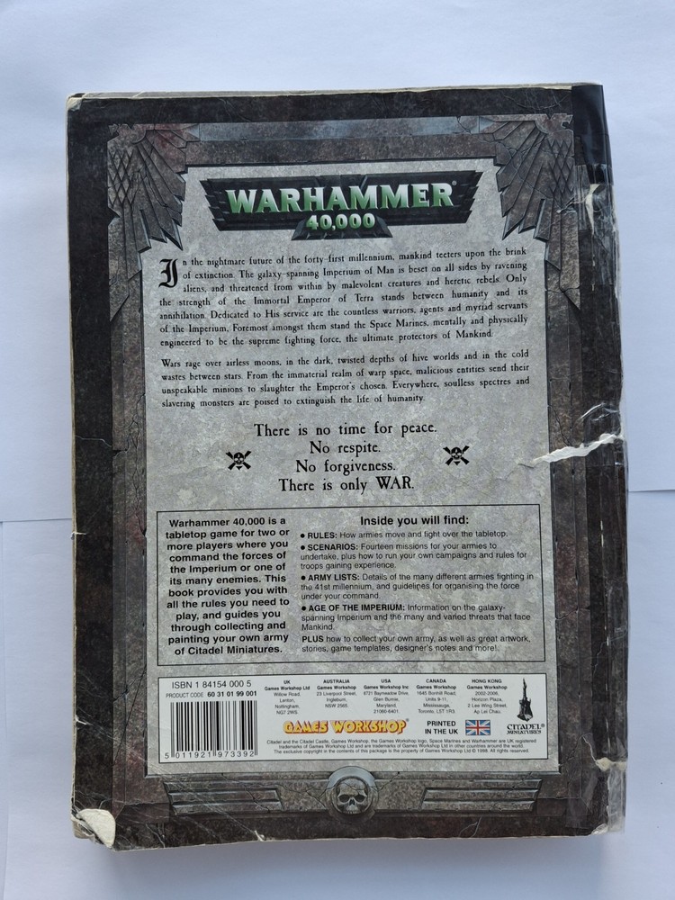 Warhammer 40k 3rd Edition Core Rulebook 1998, Poor Condition. Starter Set, Guide