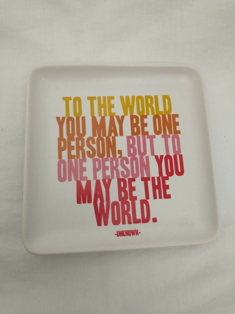 Quotable trinket dish ceramic 5" x 5" square