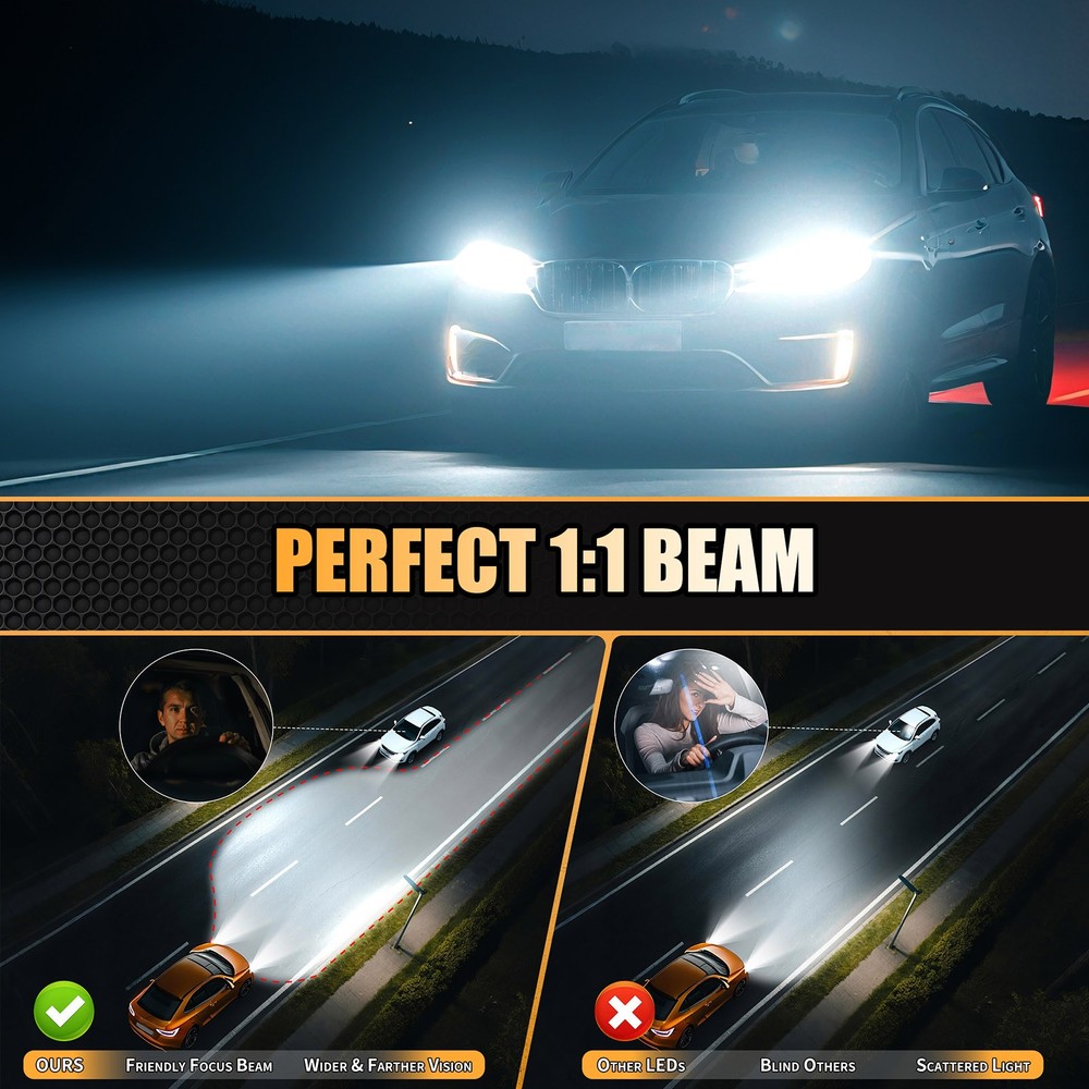 9004 HB1 LED Headlight Conversion Kit High Low Beam Bulbs 10000K Cold White Pair