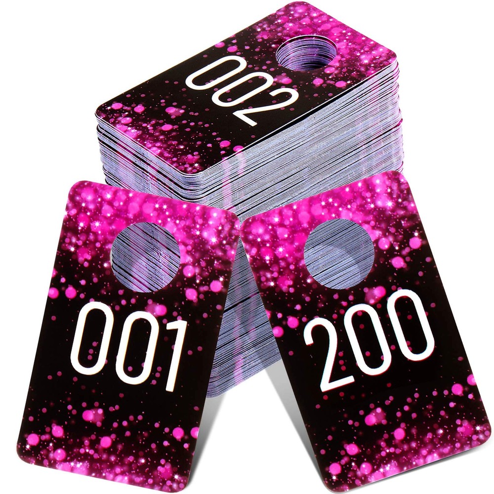 200 Pieces Live Plastic Number Tags Consecutive Reusable Normal and Mirrored ...