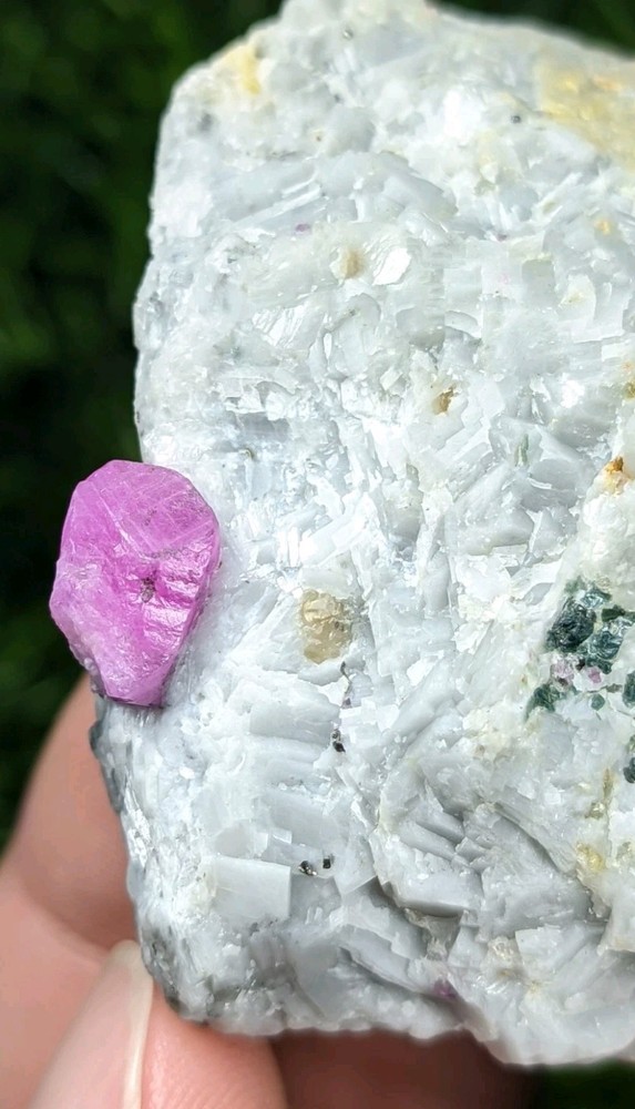 95-gm Fluorescent Red Ruby Crystals Specimen on matrix with Pyrite - Afghanistan